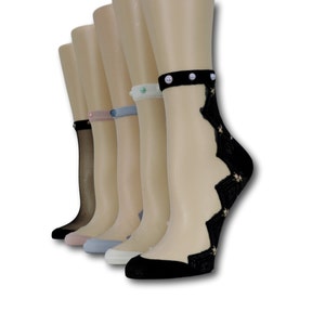 Calzini trasparenti a zig zag/confezione da 5 paia/sequenza di perline/calzini a rete da donna/calzini in pizzo/calzini trasparenti/calzini a rete/calzini alla moda/calzini da sposa/
