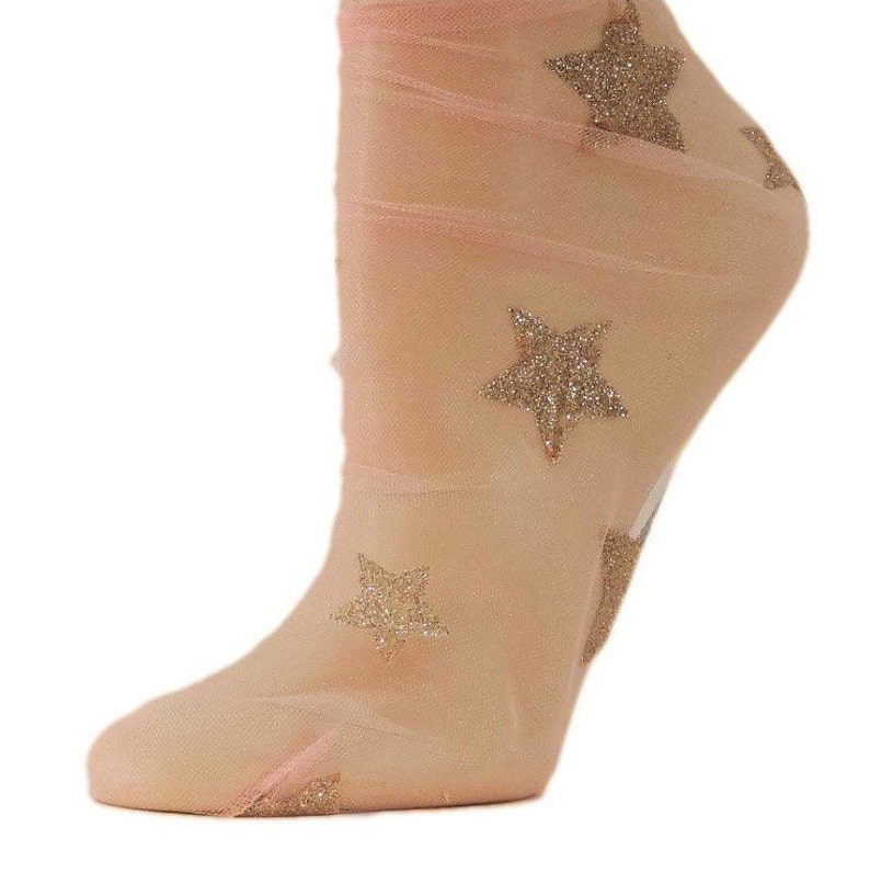 Women Sheer Socks/Hand Beads Work/ Transparent Socks/Floral Socks/Sheer/Mesh Socks/ Lace Stocking/ Sheer Ankle Socks/ Lace Socks/Tulle Socks image 3
