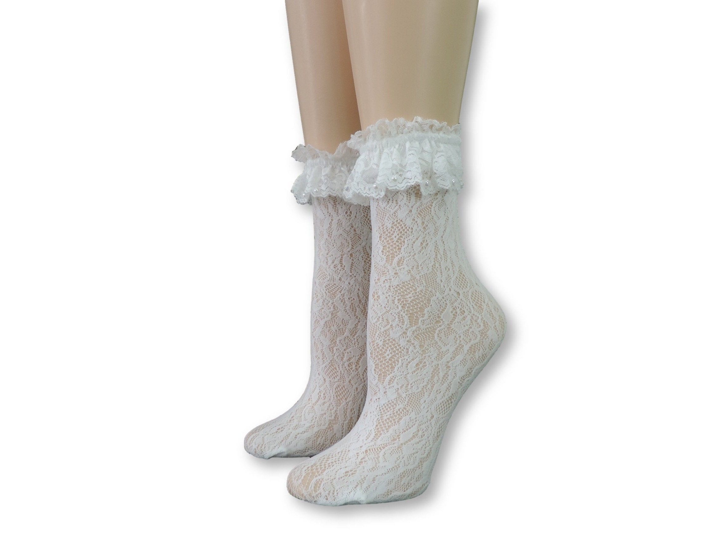 Hand Knitted Lacy White Thigh High Socks Lace Long Socks Bridal Wedding  Mesh Knitted Floral Stockings White Knee Women Socks, Knee Socks -   Canada