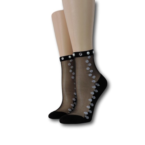 women's sheer dress socks Women's Sheer Quarter Socks - White - Small - Cotton Blend