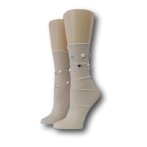 Women Tulle Socks|Hand Beads Work|Sheer Socks|Mesh Socks|Fashion Socks|Transparent Socks|Tulle Socks|Nylon Stocking|Nylon Socks| Sexy Socks