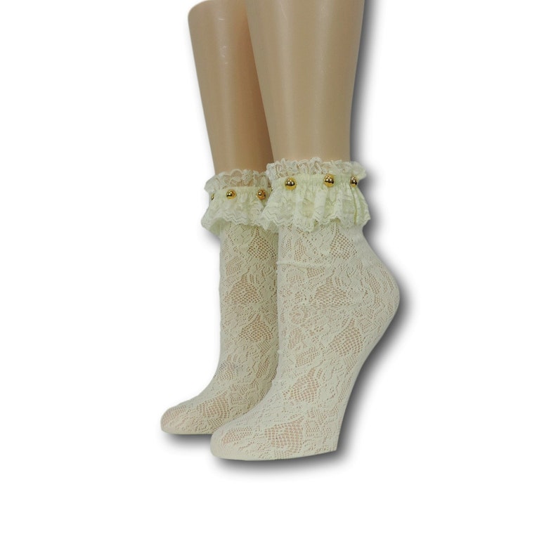 Women Yellow Ruffle Socks/hand Beads Work/beads Sequence Etsy