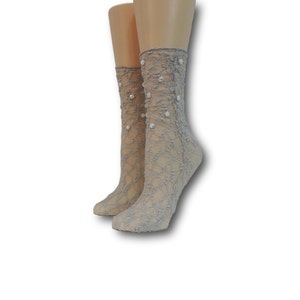 Women Sheer Socks|Hand Beads Work|Lace Socks|Mesh Socks|Fashion Socks|Transparent Socks|Tulle Socks|Nylon Stocking|Nylon Socks| Sexy Socks