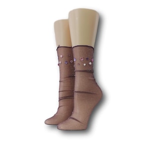 Women Tulle Socks|Hand Beads Work|Sheer Socks|Mesh Socks|Fashion Socks|Transparent Socks|Tulle Socks|Nylon Stocking|Nylon Socks| Sexy Socks
