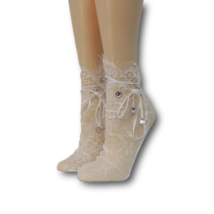 Women Sheer Socks/Hand Beads Work/Beads Sequence Work/Women Mesh Socks/Black Lace Socks/Sheer Socks/Mesh Socks/Fashion Socks/Beads Socks/