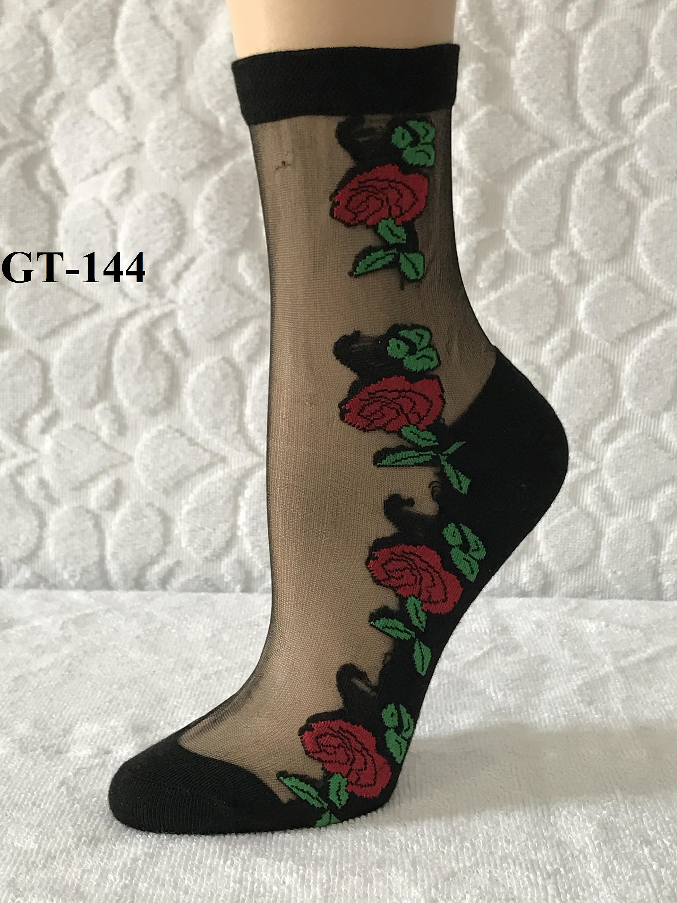 Hand Embroidered,beautiful Women Sheer Socks, Crystal Lace