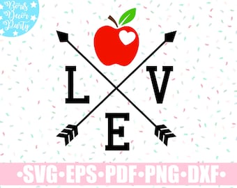 Heart Apple Svg Etsy