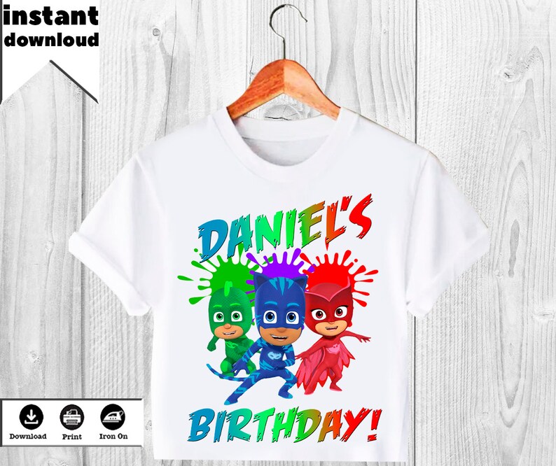 Pj Masks Iron On Transfer Birthday Boy Shirt Pj Masks Etsy