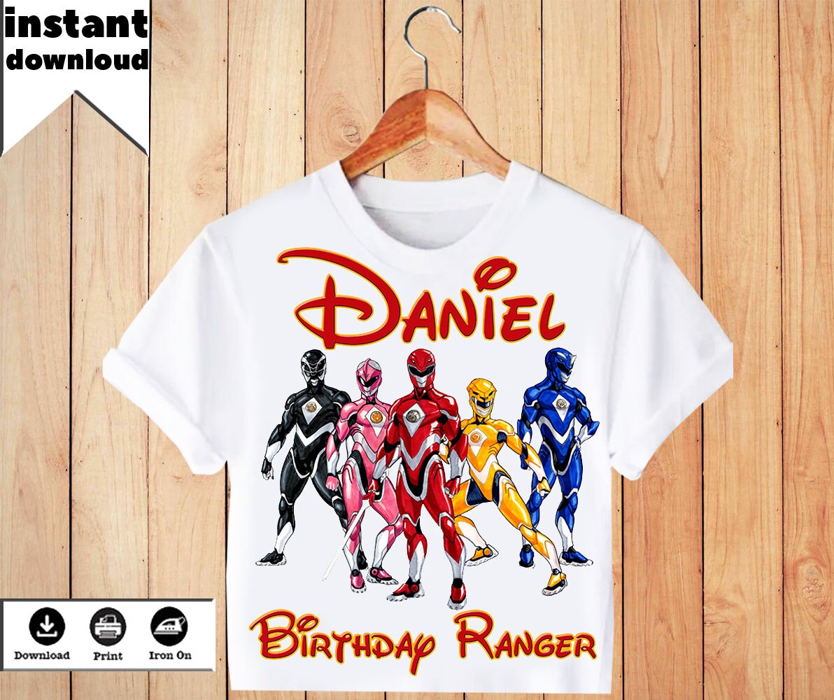 Power Rangers Iron On Image Birthday Boy Shirt Personalized Etsy
