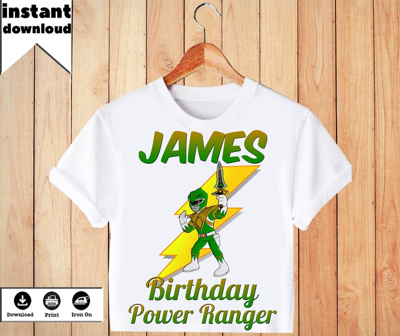Green Power Rangers Image Birthday Shirt Personalized T Shirt Etsy