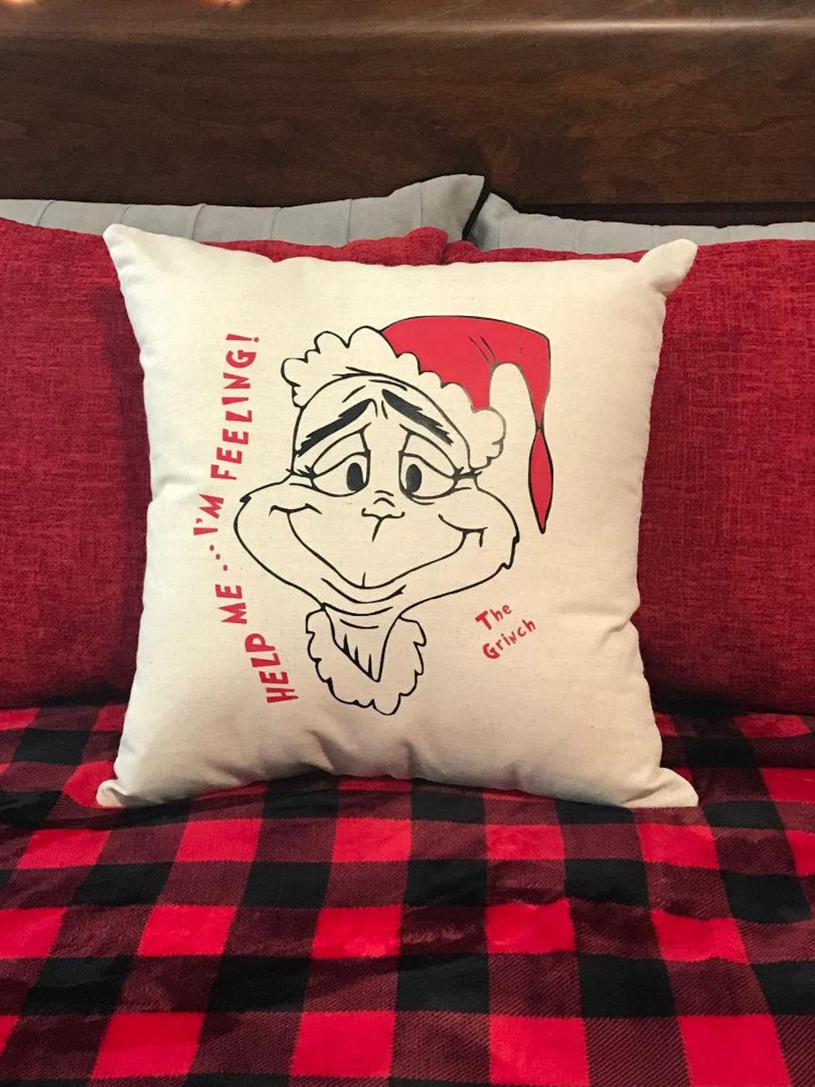 Grinch Pillow Decor Christmas FREE SHIPPING Etsy