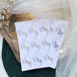 Familielogosticker, gepersonaliseerde monogramsticker, initialen, met of zonder goudfolie