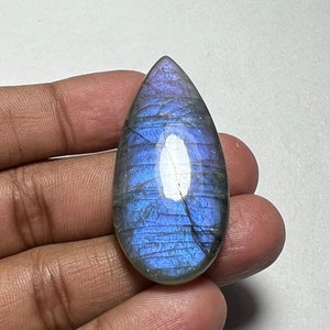 Top Quality Natural Purple and Teal Flash Labradorite Cabochon Wire Wrap Jewelry Shape-Pear  Size-45x21x7 MM Wt-60 Ct #3267
