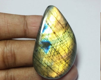 natural labradorite  cabochon fancy shape multy flash labradorite Size-47x31x8 MM Wt- 86.35 CT  #203