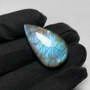 Amazing Quality Natural Purple and Teal Flash Labradorite Cabochon Wire Wrap Jewelry Shape-Pear  Size-31x16x7 MM Wt-35 Ct #3143
