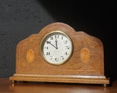 Antique Mantle Clock - c.1910s by Charles E. Rose, Halifax - Fully Functioning Working Timepiece with Decorative Marquetry