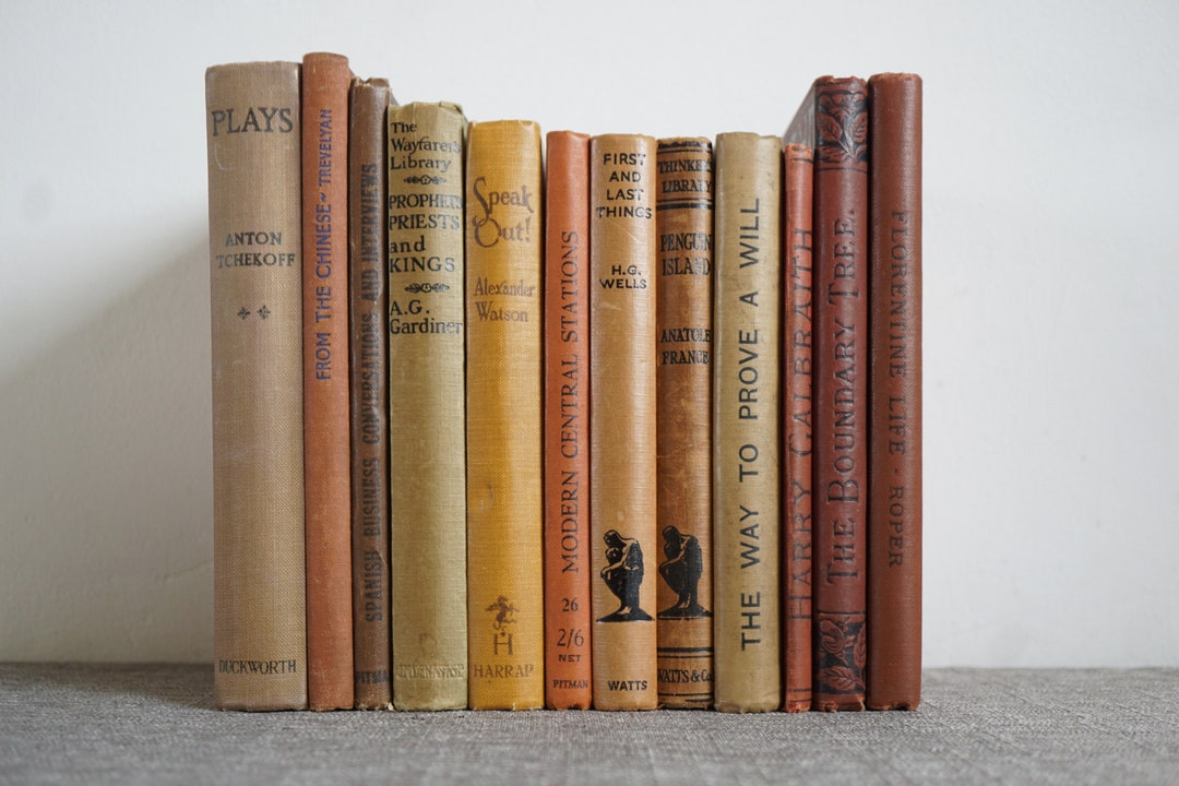 Set of 12 Decorative Coffee Table Books in Warm Brown Orange Etsy