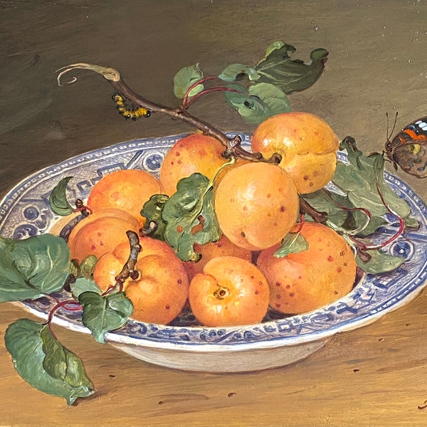 original oil painting,Stillife with fruits,abricots 24x30,oil on canvas