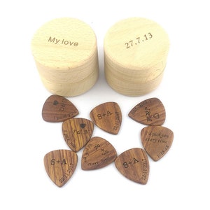 Personalized Custom Engraved Wood Guitar Pick / Wooden Plectrum Musician Valentines Day Gift Wooden Box image 5