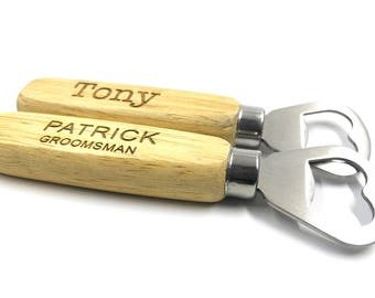 Set two Wooden Custom Personalized Engraved Beer Bottle Openers Gift for groomsmen  bestmen wedding father's day