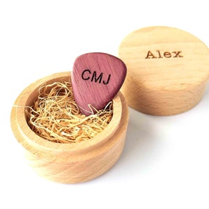 Personalized Custom Engraved Wood Guitar Pick Wooden Box / Wooden Plectrum Musician Valentine's day Gift Christmas gift image 5