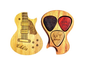 Set 3 Guitar Picks Personalized Custom Engraved Wood Pick / Wooden Plectrum Musician Valentines Day Christmas Day Gift For gurtar player