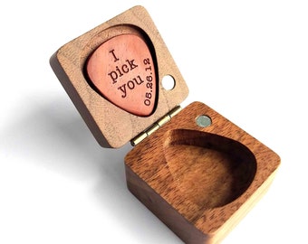 Personalisierte gravierte Holz Gitarren Plektrum / Plektrum Aus Holz Musiker Valentinstag Geschenk Weihnachtsgeschenk Holzbox für GurtarSpieler