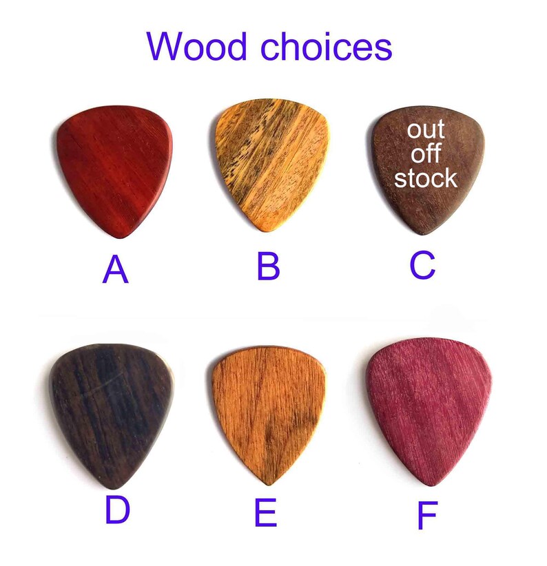 Personalized Custom Engraved Wood Guitar Pick / Wooden Plectrum Musician Valentine Valentine's day Gift Wooden Box Three Colors image 8