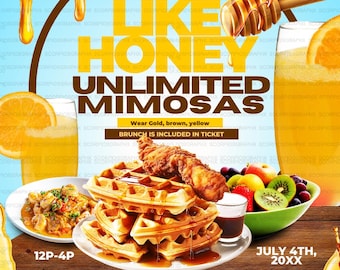 Honig Brunch Flyer Template, Mimosa Instagram Flyer (CANVA Download)