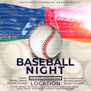 Baseball Flyer Template, Canva Flyer, DIY flyer, Editable Baseball flyer, Baseball Game Template, Baseball Social Media Flyer