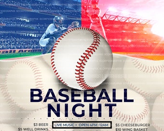Baseball Flyer Vorlage, bearbeitbarer Canva Flyer