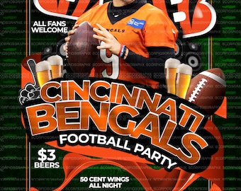 Bengals Team Flyer Template, Canva Flyer, DIY flyer, Editable Football flyer, Super Bowl Template, Bengals Flyer, PSD Flyer