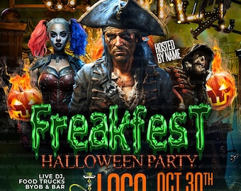 Kundenspezifisches Halloween ""Freakfest"" Party Flyer Design