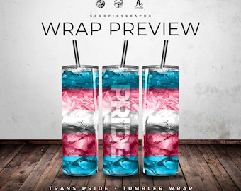 Transgender Pride Flagge Becher PNG, 20 Unzen 30 Unzen Skinny Straight (Digitaler Download)