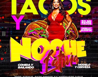 Noche Latein Flyer, Tacos & Latein, individuelles digitales Design