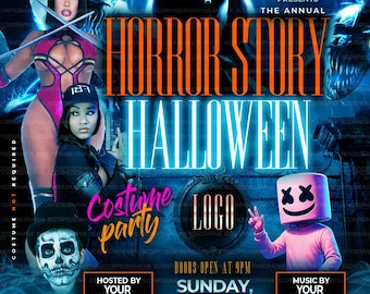 Benutzerdefinierte Horror-Halloween-Kostüm-Party-Flyer-Vorlage (Digitale Datei)