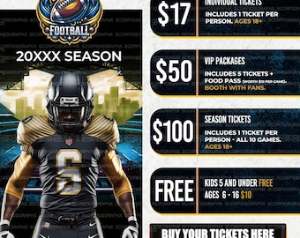 Individuell angefertigtes Fussball Team Tickets Flyer Design (Digital)