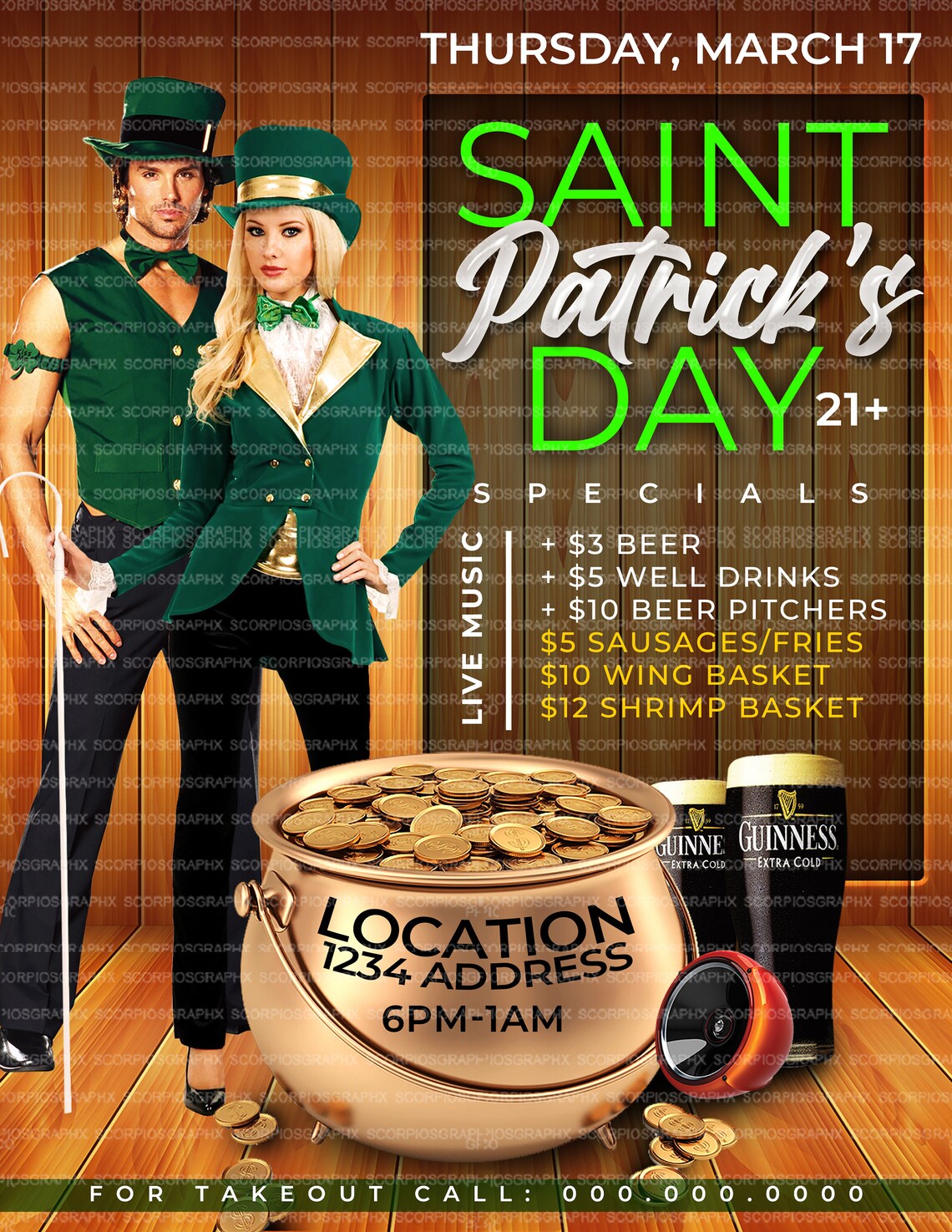 St. Patrick's Day Menu Flyer Template, Canva Editable (digital Download ...