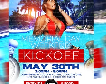 Individuell gestalteter Pool-Party-Flyer,Meergedenktag-Wochenende (Digitales Design)