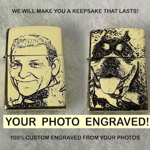 Custom Deep Engraved Zippo Lighter – Personalized with Photo, Name, Date or Phrase
