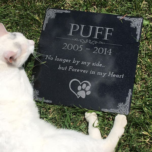 12" (LARGE) Laser Engraved Granite Pet Memorial - Garden Stone