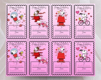 Biglietti di San Valentino stampabili con Snoopy e Peanuts
