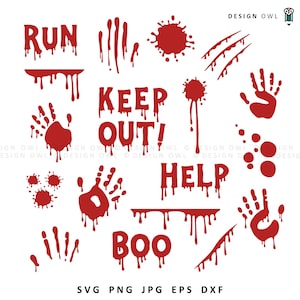 Bloody handprint svg, Halloween Clipart, True Crime designs, dripping blood svg, dripping blood svg files, Horror SVG bundle