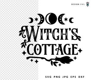 Witch's Cottage SVG: Witchy Halloween Decor, Cottagecore Design (Digital Download)