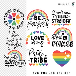Stolz SVG-Datei-Bundle, digitaler Download, Stolz-Shirt-Designs, LGBT-Schnittdatei, schwules Zitat, Regenbogen SVG, Schnittdateien für Cricut