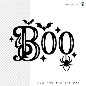 Boo SVG: Bat & Spider Halloween Cut File (Digital Download)