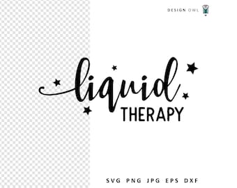 Terapia dei liquidi - file di taglio SVG divertenti, disegni di bicchieri di vino, citazioni di tumbler, download digitale, artigianato di cricut, regali per lei