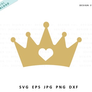 Heart Crown SVG: Princess Tiara Cut File (Digital Download)