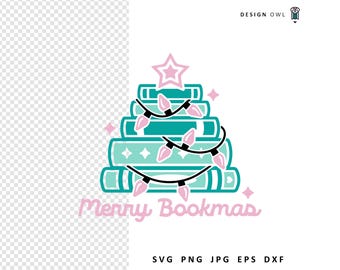 Merry Bookmas SVG: Book Christmas Tree Cut File (Digital Download)