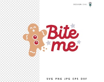 Bite Me Gingerbread Man SVG: Funny Christmas Cut-bestand (digitale download)